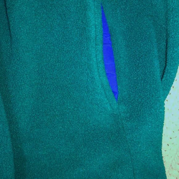 Vintage 90s L.L. Bean Embroidered Teal Quarter Snap-button Pullover - Picture 5 of 5